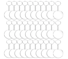 Keychains 487296pcs Acrylic Transparent Circle Discs Set Key Chains Clear Round Keychain Blanks For DIY Transparent1944302