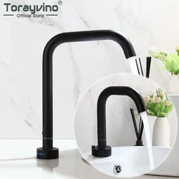 Rubinetti del lavandino da bagno Torayvino opaco matto nero basato a terra montata semplice design in acciaio inossidabile mixer freddo tocco di acqua