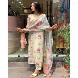 Ubrania etniczne kobiety Palazzo dupatta ciężka sekwencja z pracą salwar kameez India Pakistan