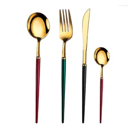 Dinnerware Sets 4pcs Set Knife Fork Spoon Teaspoon Cutlery 304 Stainless Steel Cutler Portable With Storage Box