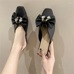 Slippers Summer Women Fashion Crystal Sandals Shoes Designer Designer Slingback Low Heels Chunky Slides Mujer Zapatos 2024