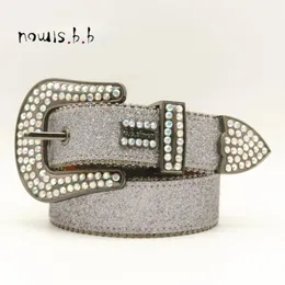 벨트 서부 모조 다이아몬드 벨트 두개골 Ceinture Femme Designer Mens Crystal Studded Luxury Pin Buckle Cinto de Strass Jean