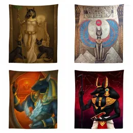 Tapeçarias antigas deusas egípcias Buster Deus da morte Anubis Sacred Animal in Religion Tapestry por Ho me lili para a sala de estar deco