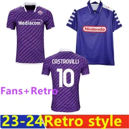 2023-2024fans+maglie di calcio retrò fiorentina J. Ikone Batistuta Castrovilli Erick Florence Acf Jovic A. Cabral Milenkovic C.Kouame Men Shirt23-24