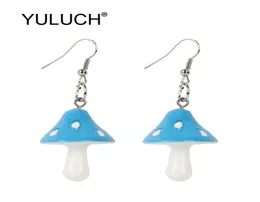 Yuluch Fashion Mushroom Pattern Long Dangle أقراط أنثى أزياء المجوهرات
