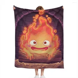 Blankets Flame Calcifer Family Living Room Fluffy Fleece Throw Camping For Children Sofa Thin Blanket Modern Fashion Gift