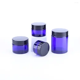 Garrafas de armazenamento 5pcs 20g 30g 50g 100g azul vazio Botellas Rellenables Glass Cosmetic Jar Makeup Lotion Bottles Face Face
