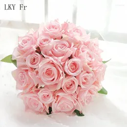 Flores de casamento lky fr bouquet bouquet mariage seda rosas bouquets para acessórios para damas de honra