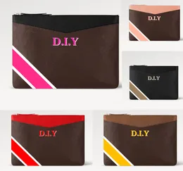 Brieftaschen Clutch Bag Personalisierung Streifenbrief benutzerdefinierte DIY Customized Personalized Customizing Name Zip Wallet Card Case H2