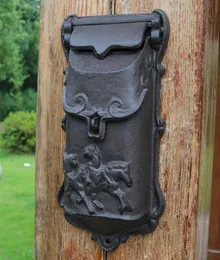 Gusseisen Mailbox Outdoor Post Mailbox Wandmontage Dekorative Briefkasten für Heimatpackgarten Schmiedeeisen Pferd Tier kleiner V1370664