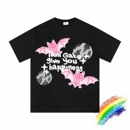 Męskie koszulki Puff Print Bat Batted Planet T-shirt mężczyzn Mężczyźni Najlepsza jakość piekielna brama daje ci szczęście ts ts t shirt h240508