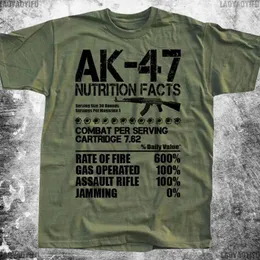 T-shirt maschile uniche russe Kalashnikov Ak47 Assault Rifle Nutrition Facts Graphic Thirts Man Cotton Cotton Short Slve O-Neck Men Thirt T240510