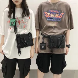 Backpack Techwear Tactical Mini mit Plastikkette Männer Frauen Harajuku Hip Hop Crossbody Bags Lässige funktionale Taillenbeutel