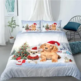 Bedding Sets 3D Duvet Cover Set Quilt Covers Pillow Cases Full Twin Double Single Size Design Christmas Dog Custom Bedclothes