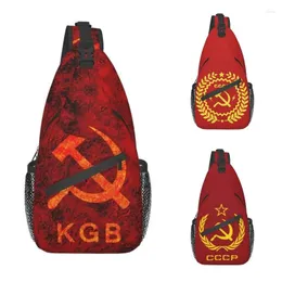 Sırt çantası CCCP Komünist Bayrak Sling Çantası Erkekler Moda Rusya Sovyetleri Birliği Gururlu Omuz Göğüs Crossbody Seyahat Gündelik