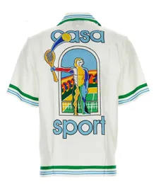 Casablanca casa sportowe jedwabne koszule le jeu kolor guzika w górę koszula krótkie rękawowe designerskie koszula casablancas