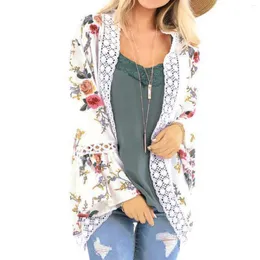 Frauen Strick Bikini Beach Cover up Frauen Chiffon Print Kimono Schal Strickjacke Bluse Batwing Ärmel Badeanzug Frau 2024 Beachwear Coverup