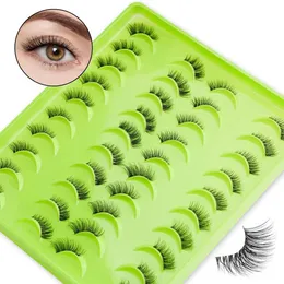 Cílios falsos Meias cílios 3/10/20 Double Wispy Soft e Natural 3D Mink Eyelash Volume de maquiagem