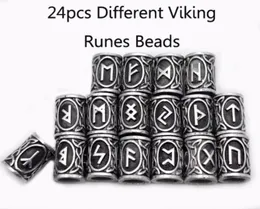 24 pezzi Top Silver Norse Vichingo Rune Runes Chanms Resurmenti per bracciali per cravatta a sospensione barba o capelli vichinghi rune kits6896644