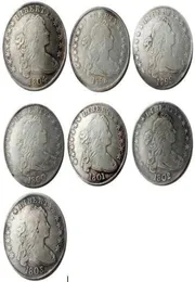 EUA 1798 1804 7pcs draped bust dollar dollar heraldic águia prata copy cópias metal artesanio fábrica fábrica 7967537