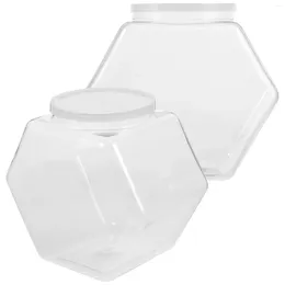 Lagerflaschen 2 PCs Süßigkeitenkeks -Keksgläser Zuckerbehälter Snackhalter Haus kleine Plastik -Mini -Artikel klare Teebehälter