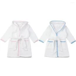 Rompers Ruffkids Wholesale Cotton White Towey Pjs Kids Bath Robes Sleepwear With Belt Hooded Pijamas Girls Boys Bathrobe Pajamas