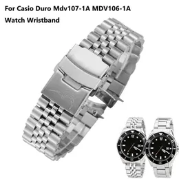 İzle Bantlar 3 Stiller 22mm Dalış Çelik Metal Kayışı Casio Duro MDV107-1A MDV106-1A Bilek Bant parçaları Q240510