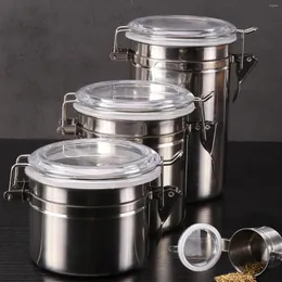 Bottiglie di stoccaggio cucina in acciaio inossidabile set di bombolette con coperchi acrilici trasparenti per alimenti impilabili durevoli ermetici