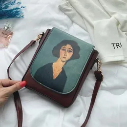 Shoulder Bags High Sense Of Art Creative Oil Painting Bag Women's 2024 Tide Messenger Fashion Small Black