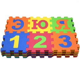 カーペット36pcsベビーフォームプレイマット子供カーペット教育玩具インターロックパズルエヴァタイルアルファベット番号とシンボル14 14cm