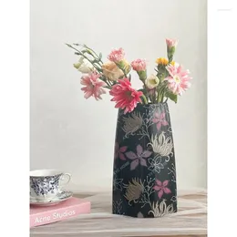 Vasen weiche schwarze Blumenkeramikvase, die besser Blumen Wohnzimmer Dekoration nach Hause lassen kann