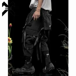Pantaloni maschili 11 bybb nastro nero pantaloni cargo tascabile maschile hip hop street abbigliamento funzione tattica techwear techwear harajuku jogging mensl2405