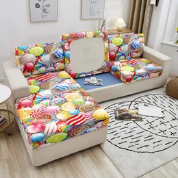 Chair Covers Candy Pattern Sofa Seat Cushion Cover Hamburg Print Food Series Stretch Washable Furniture Protector 1/2/3/4 Seaters