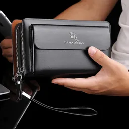 Męska torba sprzęgła skórzana portfel zamek błyskawiczny moda moda luksusowa torebka kwadratowa uchwyt telefon