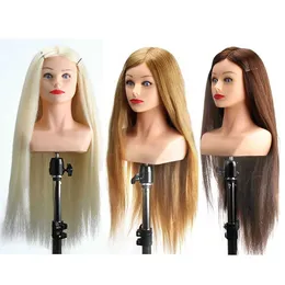 Mannequin Heads New hairstyle fake human head shoulder dummy doll professional 60% animal hair Q240510