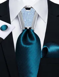 Boyun kravat pembe mavi altın gümüş ipek bağları lüks plastik kravat tokası olan erkekler için iş düğün erkek takım elbise aksesuar hediye mendil
