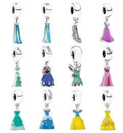 925 Silver Fit P Charm 925 Bracelet Fairy Tale Princess Skirt Sharms Set Pendant DIY Fine Beads Jewelry3887412