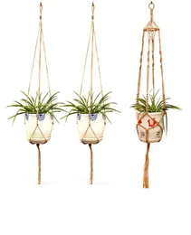 Macrame Plant Hanger Indoor Outdoor Wans Hansers Конопля веревка для домашнего декора держателя корзины 6285413