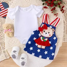 Clothing Sets 4th Of July Baby Girl Outfits Short Sleeve Romper Overall Dress Cute Suspender Skirt Born Infant Summer Clothes