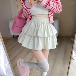 Röcke 2024 Mini Frauen hohe Taille Süßes solide Sommer Herbst Puffy Layered Unterrockkirt koreanische Mode sexy lässig