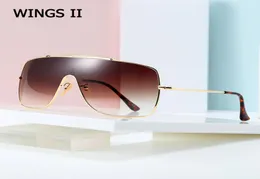 2021 Fashion Wings II Stile SHIELD Occhiali da sole con cappuccio di metallo Design del marchio vintage Design da sole Oculos de Sol 502796161067