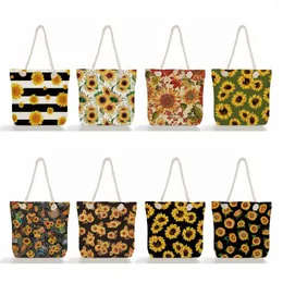 Evening Bags Plant Floral Graphic Travel Beach Tote Female High Capacity Foldable Shopping Bag Eco Reusable Sunflower Print Handbag For