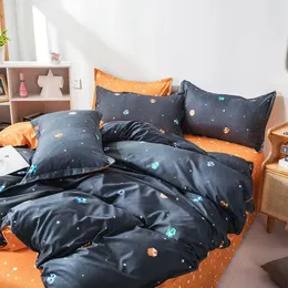 Bedding Sets Yaapeet 3/4pcs Starry Sky Set Linels Plaid Linens Elegante Planta Planta Cama Fenas Geométricas Mole