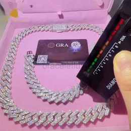 colares de colares de jóias de jóias para homens Cadeia Cadeia 15mm Moissanite Men Silver Chain Chain Pass Tester Diamond Tester Gra VVS Colar cubano Moissanite