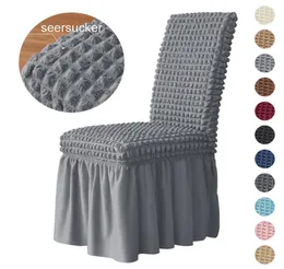 3D Seersucker Stuhl Cover Long Rock Stuhl Cover für Esszimmer Hochzeit El Bankett Stretch Spandex Home Decor High Rücken 2205125481940
