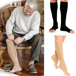 الجوارب للرجال ضغط الجورب اللياقة البدنية zipper تعليم الدورة الدموية الدعم الساق knee sox sox فتحات رياضة اصبع القدم تقلل من الألم