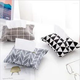 Storage Bags Linen Cotton Printed Grid Paper Towel Hanging Organizer Tissue Boxes Pumping Living Room Bag S32