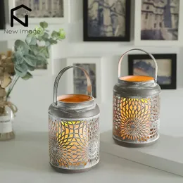 2st Vintage Hanging Candle Holders With Flameless LED Candles Metal Candleholder Table Candlestick For Home Decor 240429