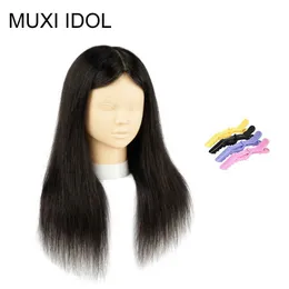 Mannequin -Köpfe Muxi Idol 100% echtes menschliches Haar Mannequin -Kopf zum Training und Styling können permed/gefärbt/gebleichtes Praxis Make -up Q240510 werden