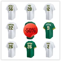 오클랜드 관습 운동 야구 유니폼 24 Rickey Henderson 9 Reggie Jackson 56 Dany Jimenez 49 Ryan Noda 20 Zack Gelof 38 JP Sears